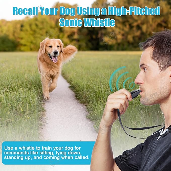 2-in-1 Dog Training Clicker Whistle for Training and Recall, Pet Training Accessories for Puppy, Cats, Horses & Small Animals - 2 Pack with Lanyard, Reward and Train Your Pets Efficiently