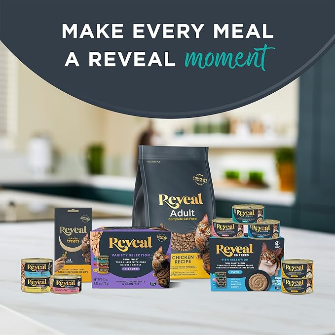 Reveal Natural Wet Cat Food, 24 Count, Grain Free, Limited Ingredient Canned Food for Cats, Ocean Fish in Broth, 2.47 oz Cans