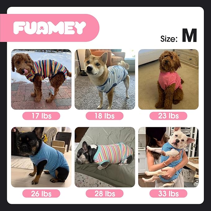 FUAMEY Recovery Suit for Dogs After Surgery,Soft Breathable Dog Bodysuit E-Collar & Cone Alternative Surgical Suit,Male Female Dog Neuter Spay Suits Anti Licking Wounds Onesie Dark Blue Stripes M