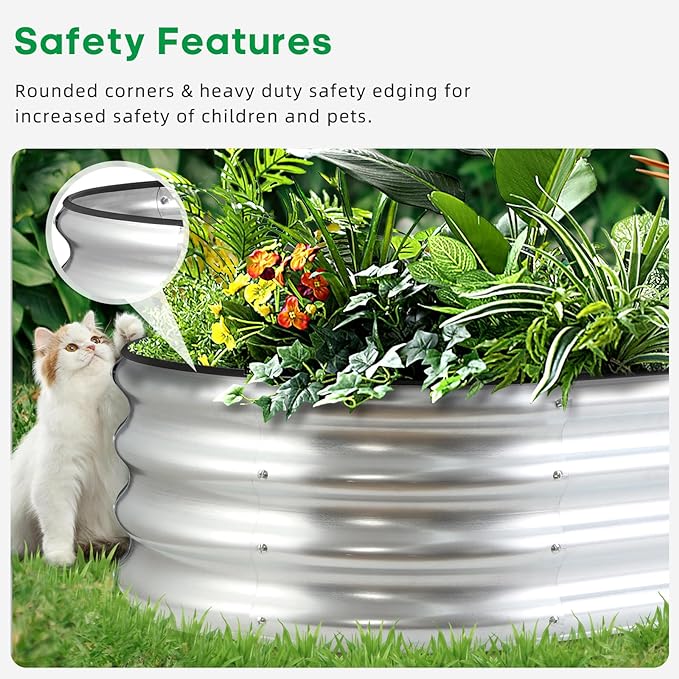 JERIA Raised Garden Bed,Galvanized Raised 2 Pcs 4×2×1ft Planter Boxes Outdoor with Easy Assembly, Large Garden Bed for Vegetables, Fruits, Flower