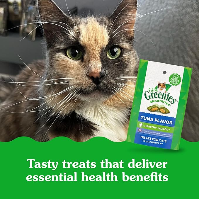 Greenies Feline Smartbites Healthy Indoor Cat Treats, Tuna Flavor, 2.1 oz. Pack