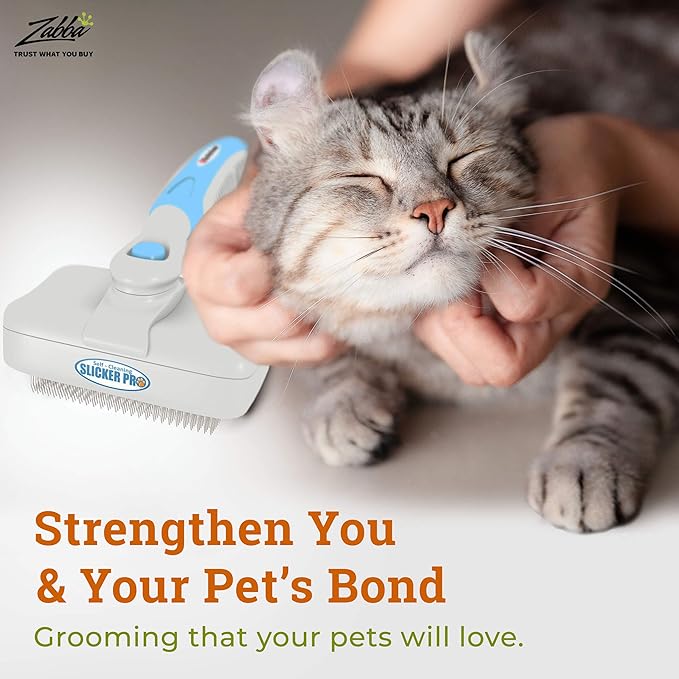 Self Cleaning Dog Brush for Shedding Slicker Brush Cat Long Haired Pet Brush Grooming Deshedding Supplies - Medium to Large Pets White