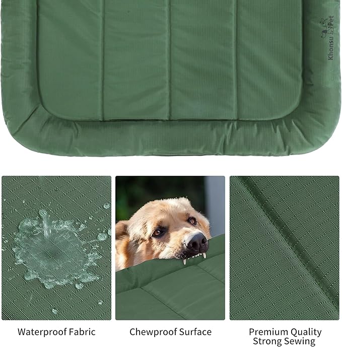 KHONSU PET Durable Dog Bed Tough and Tear Proof Dog Crate Bed, 800lbs Tear Strength PVC-Backed Waterproof Ped Bed Mat Indoor & Outdoor Use for Dogs up to 90 lbs