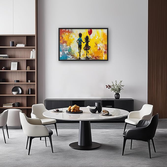 Framed Large Banksy Wall Art for Living Room, Oversized Colorful Graffiti Children Wall Decor, Peaceful Canvas Painting Pictures Modern Artwork Home Decoration for Living Room Bedroom 36"x24"