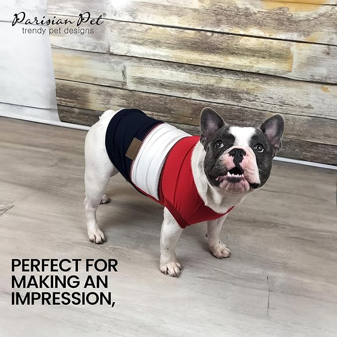 Parisian Pet Embroidered 'Worlds Champion' Dog Shirt - Lightweight Sleeveless Color Block Tee - Machine Washable for Small Dogs