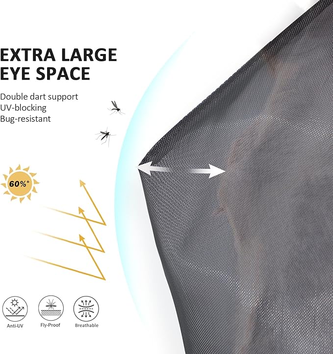 Horse Fly Mask Large Space Breathable UV Protection Equine Mask with Reflective Features on Ears Mars Black L