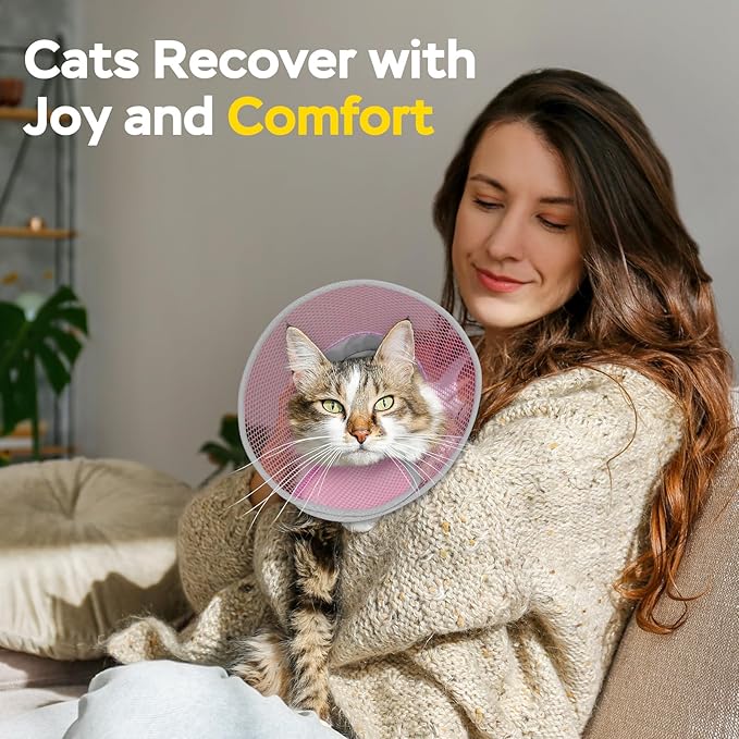 Cat Cone Collar Soft to Stop Licking After Surgery, Waterproof Lightweight Recovery Collar for Cats and Small Dogs, Elizabeth Plastic Cone Alternative, Neck Pillow to Prevent Scratches