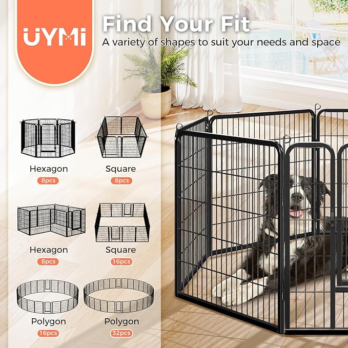 24 Inch Dog Playpen - 16 Panels Metal Pet Exercise Pen for Puppy, Indoor/Outdoor Dog Fence for Yard, Garden, Camping & RV Travel
