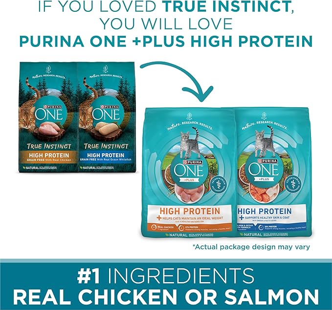 Purina ONE Natural, High Protein, Grain Free Dry Cat Food, True Instinct With Real Chicken - 6.3 Lb. Bag