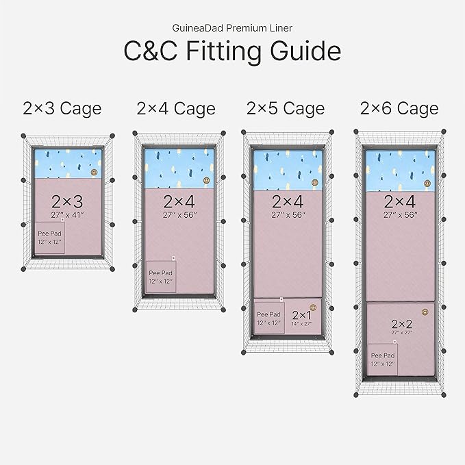 GuineaDad Premium Liner – Fleece Guinea Pig Cage Liner – Ultra-Plush Reusable Fleece Bedding with Waterproof Bottom – (Peach Pie)