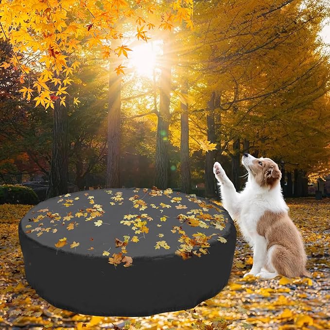 79 inch Dog Pool Cover, Portable Round Collapsible Bathing Tub Kiddie Pool Cover with Oxford Cloth Material and Drawstring Design, Waterproof and Dustproof (Black) - Only Cover…