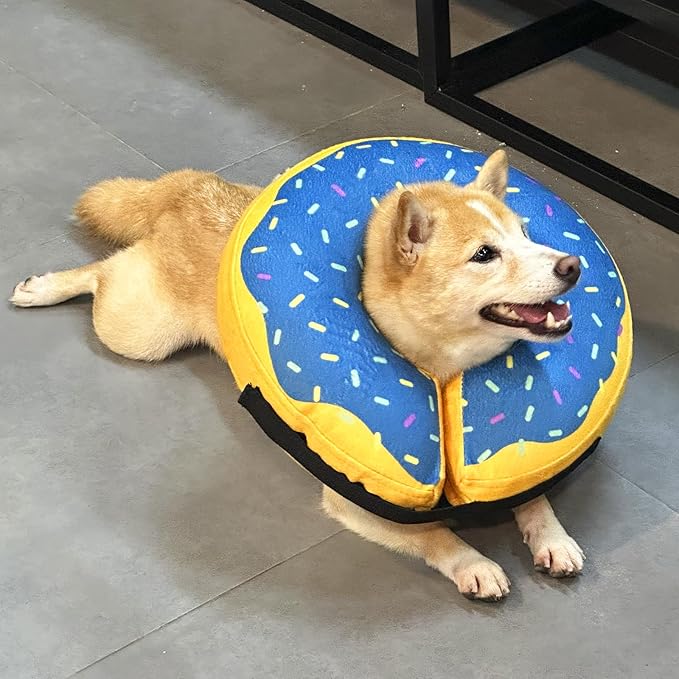 Katoggy Inflatable Dog Cone Collar for Dogs After Surgery, Soft Adjustable Blow up Donut E-Collar for Small Medium Large Dogs and Cats