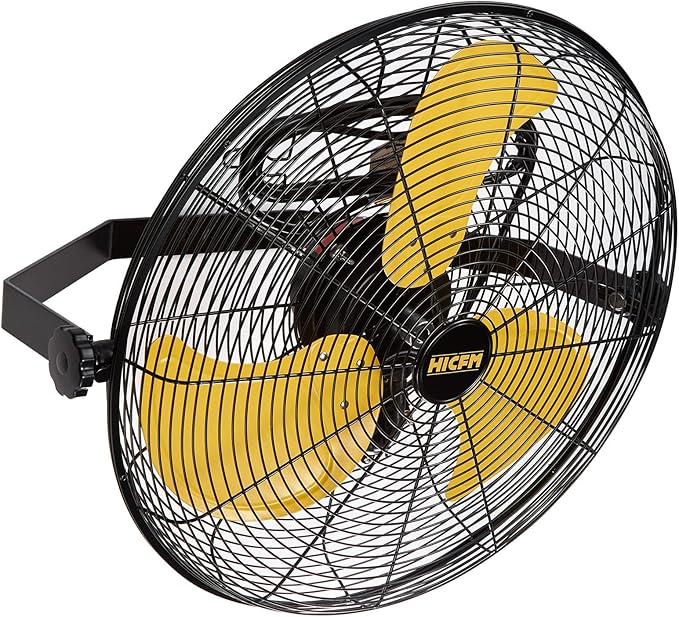 HiCFM 18" Wall Mount Fan, 4600 CFM 3 Speeds High Velocity with TEAO Enclosure Motor, 9 FT Cord, 180 Degree Tilting Heavy Duty Metal Fans for Barn, Garage, Workshop, Warehouse - UL Listed