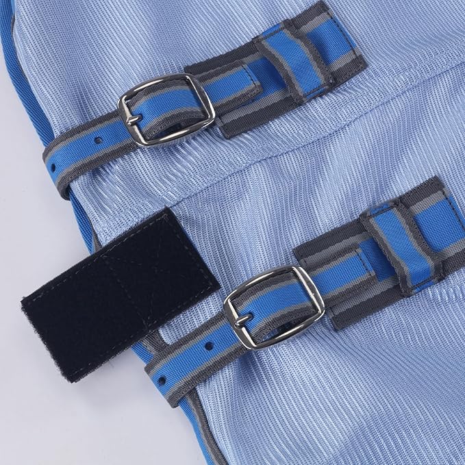 Horse Fly Sheet, Standard Neck Comfy Mesh Fly Sheet for Horses, Equine Summer Sheets UV-Protective Lightblue 78