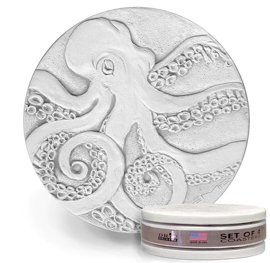 Sea Creature Absorbent Stone Coasters | Set of 4 | Octopus
