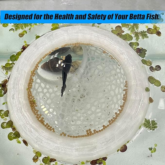 Aquarium Floating Betta Fish Skins, Betta or Shrimp Feeder, Cave and Hammock, Small Fish Feeding Rings, Aquarium Hiding Feeding Decorative Accessories (Black)