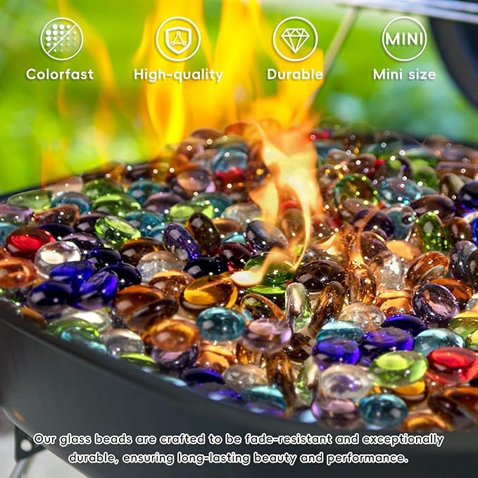 1 LB Mix Color Glass Beads, Mini Flat Glass Marbles~150PCS for Vase Fillers, Floral Bottom Mancala Gems Pebbles Fish Tank Rocks for Table Scatter Aquarium,Home Decorative Art Craft Supplies(0.5"~0.7")