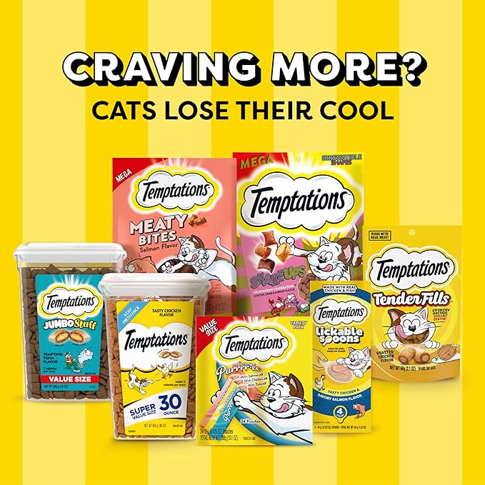 Temptations Classic Crunchy and Soft Cat Treats, Tasty Chicken Flavor, 3 oz. Pouch (Pack of 12)