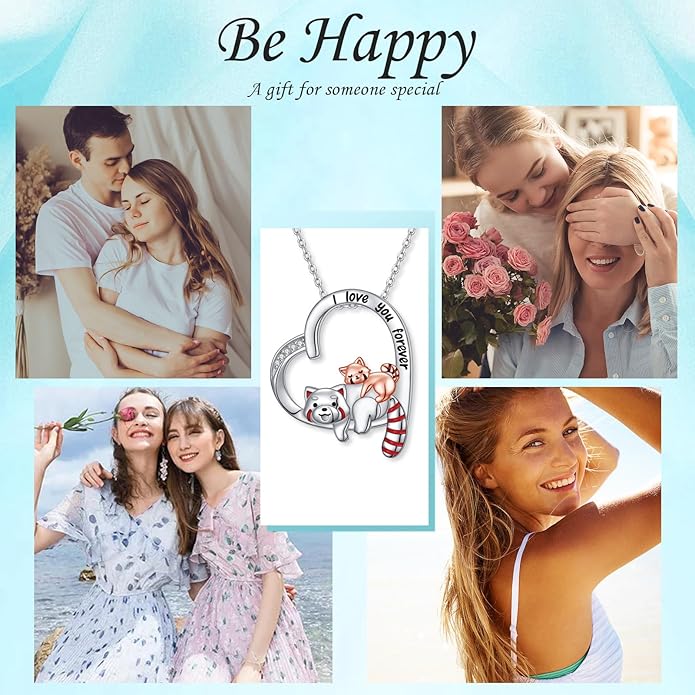 S925 Sterling Silver Mother Daughter Necklace Forever Love Giraffe Panda Dolphin Animal Pendant Jewelry for Women Adults