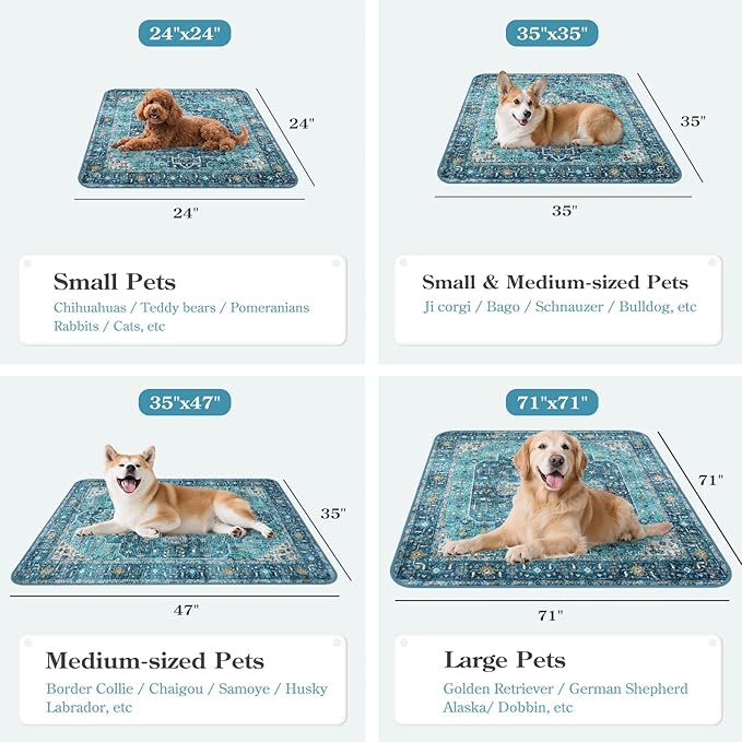 HAOCOO Washable and Reusable Pee Pads for Dogs,(1 Pack) 6Ft x 6Ft Super Absorbent Puppy Training Pads, Blue Waterproof Leak-Proof Whelping Pads Non-Slip Potty Pads for Pet Housebreaking