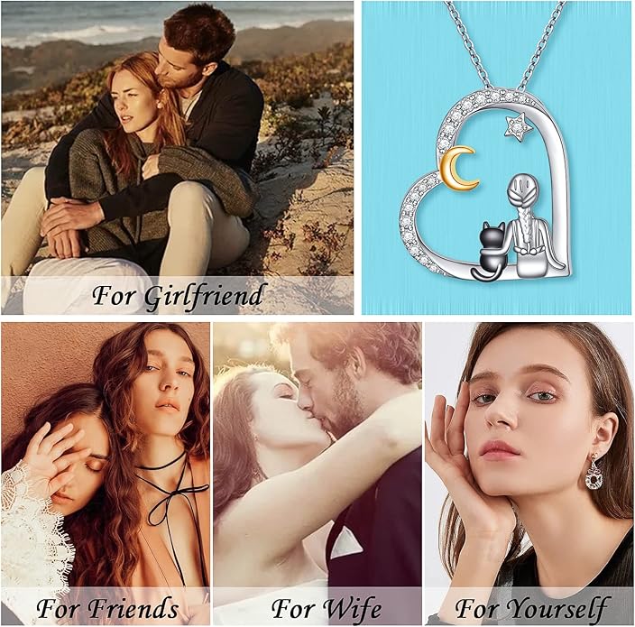 S925 Sterling Silver Horse Bunny Cat Dog Heart Pendant Necklace Cute Animal Jewelry Gifts for Women Adults Teens