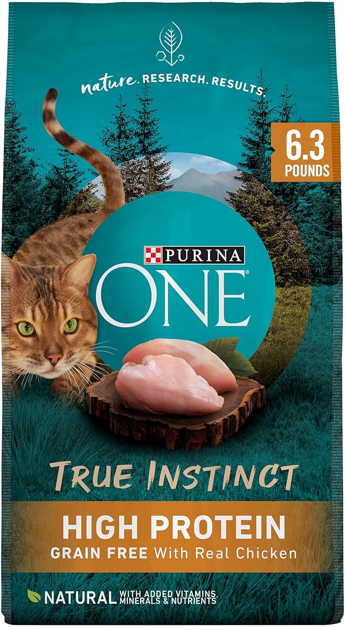 Purina ONE Natural, High Protein, Grain Free Dry Cat Food, True Instinct With Real Chicken - 6.3 Lb. Bag