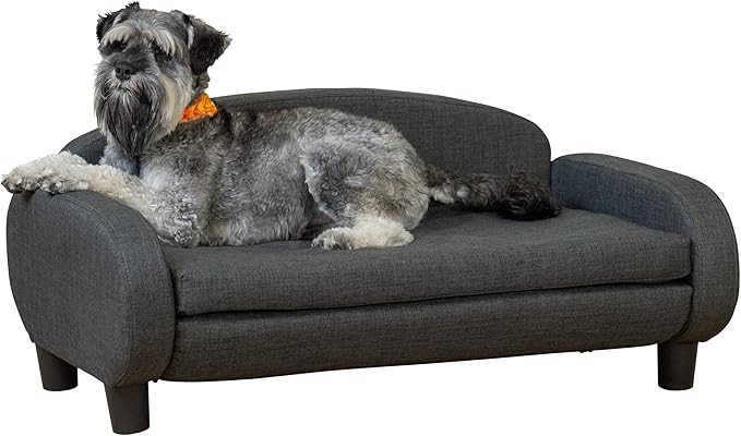 Paws & Purrs Multi-Cat Sofa Elevated Pet Bed for Indoor Cats Raised Cats Couch with Removable Washable Mattress Cover for Kittens, Dogs - 35.5" Wide, Gray