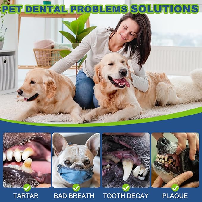 Dog Dental Care Finger Wipes, 60 PCS Teeth Cleaning Wipes for Dogs & Cats, Tooth Brushing Kit Dental Wipes Reduces Plaque & Freshens Breath, Disposable Gentle Cleaning & Gum Care Pet Wipe