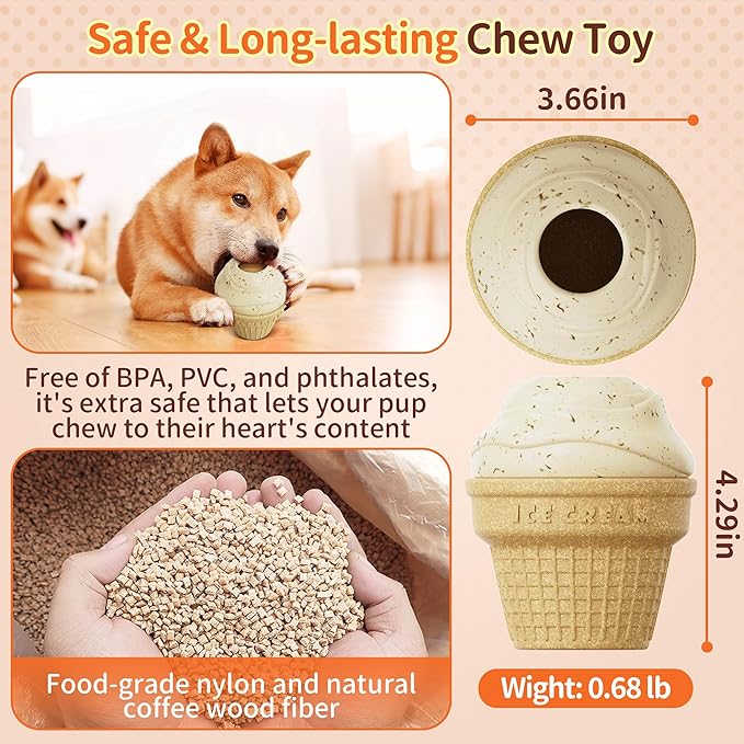 Dog Treat Dispenser Toy Interactive, Frozen Treat Toy Reduces Anxiety, Chew Toys for Aggressive Chewers, Birthday Enrichment Toy, Dog Treat Toys to Keep Them Busy for All Breeds
