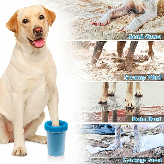Portable Dog Paw Cleaner, Washer, Buddy Muddy Pet Foot Cleaner for Medium Breed Dogs and Cats, Blue
