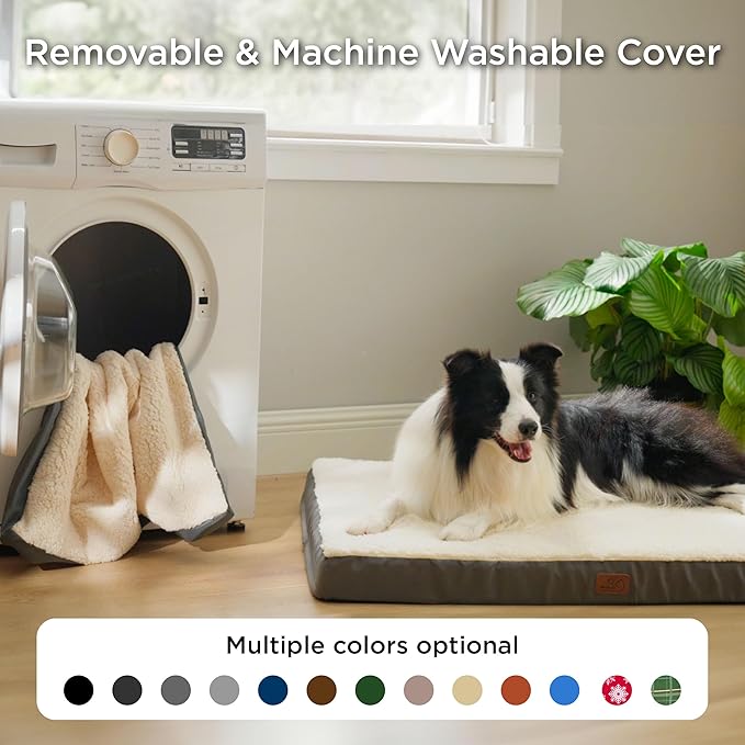 Bedsure XXL Dog Bed for Large Dogs - Orthopedic Flat Giant Pet Beds with Removable Washable Cover, Jumbo Egg Crate Foam Mat, Suitable for Pet Up to 150 lbs