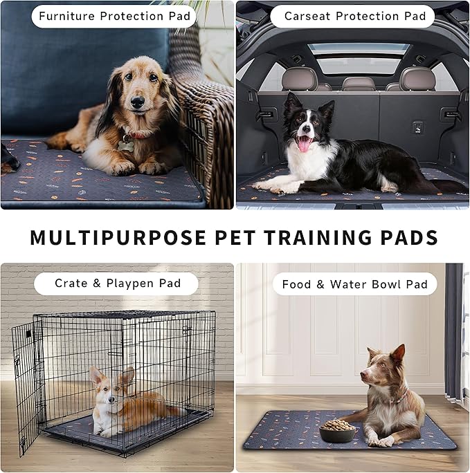 Sunheir 2-Pack Extra Large Reusable Dog Mat for Floor, Dog Playpen, Non-Slip Waterproof Pee Pads, Super Absorbent Washable Pee Pads for Dogs, Pet Whelping Pads, Crate, Potty Training - 36" x 48"