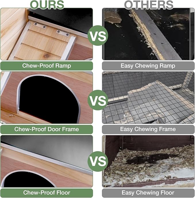 Guinea Pig Cage with Wooden Stand - Hamster Cage, Small Animal Cage Anti Chew Ramp, Hideout, Platform, Pull Out Tray (Wood, L)