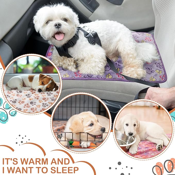 Reginary 4 Pcs Waterproof Guinea Pig Blankets Washable Small Animal Fleece Bedding Absorbent Guinea Pig Cage Liners Reusable Pet Pee Pad Sleep Mat for Hamster Ferret(Paw Print,24 x 47 Inch)