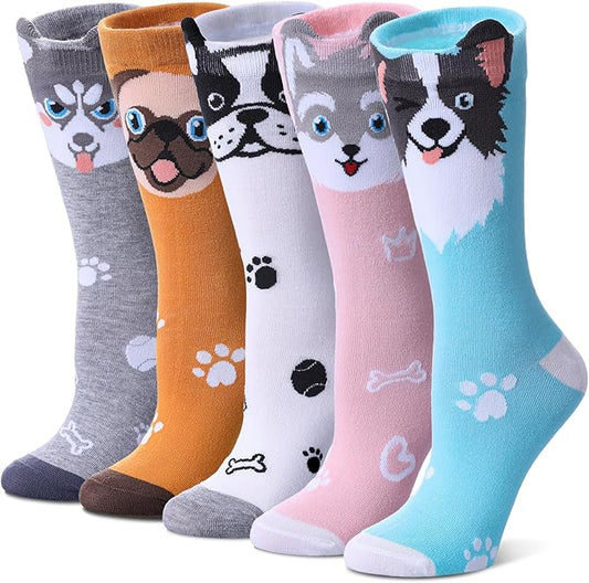 SDBING Womens Cat Socks Cute Gifts Animal Soft Breathable Thin Cotton Casual Crew Socks 5 Pairs