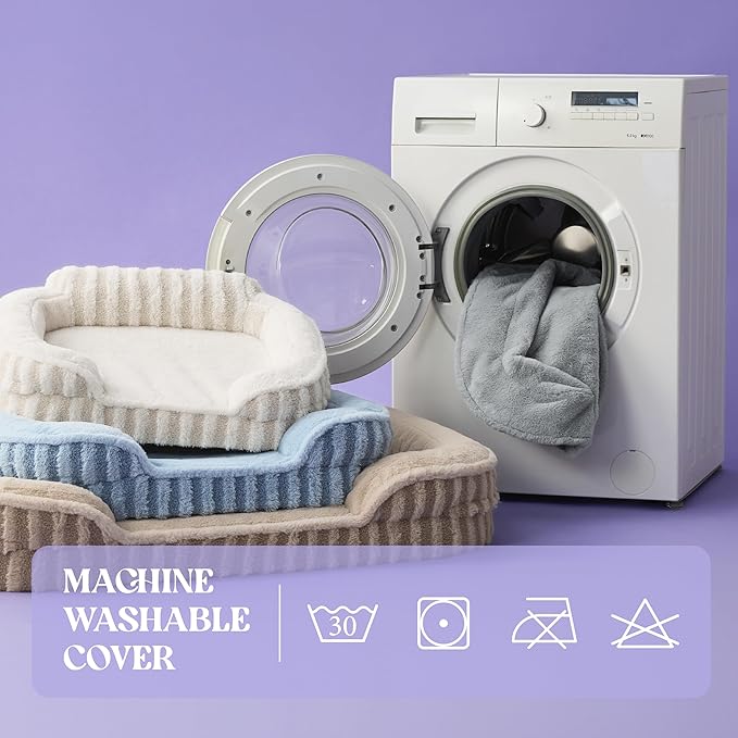 LE SURE Cute Dog Beds for Extra Large Dogs, Orthopedic Waterproof XL Pet Bed with Sides, Non-Slip and Egg-Crate Foam Big Dog Couch Sofa with Washable Removable Cover, Beige