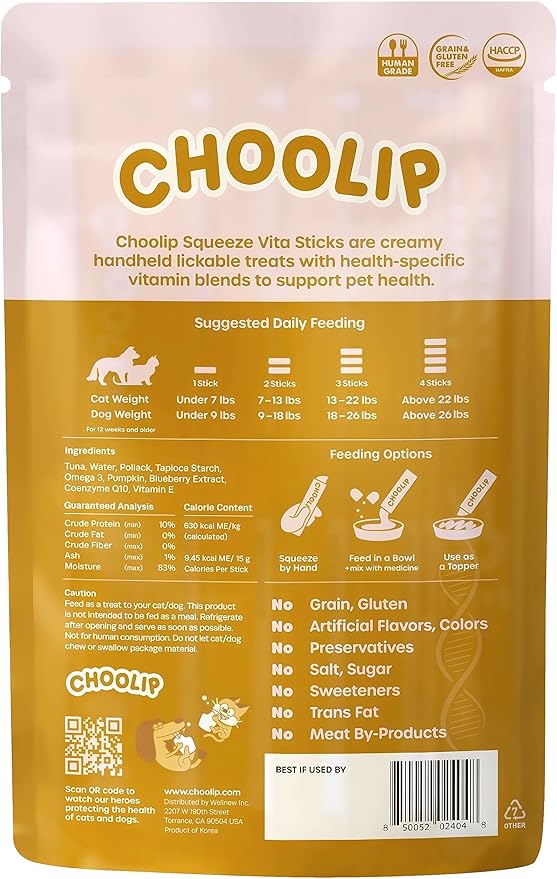 Squeeze Vita Stick Lickable Treats for Dogs & Cats. 7 Kidney Support Sticks with Essential multivitamins. Soft and Tasty Paste for All Life Stages, Supporting Kidney Health
