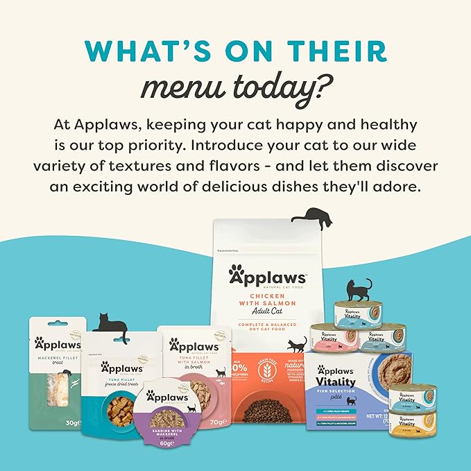 Applaws Vitality Wet Cat Food in Broth, Natural Canned Cat Food, Wet Food for Cats with Added Vitamins and Minerals, Grain Free, Carrageenan Free, Tuna Fillet in Broth (24 Count, 5.5oz Cans)