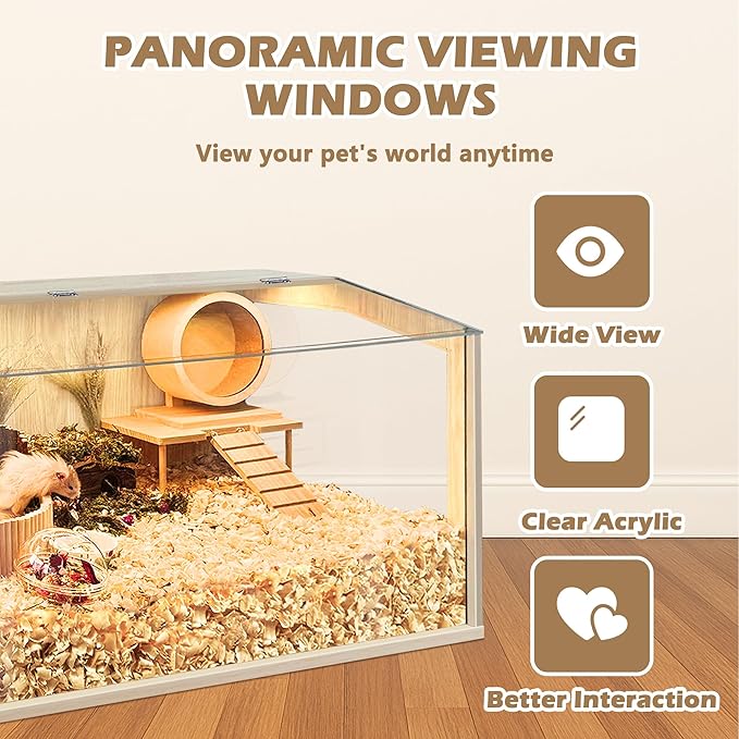 Prolee Hamster Cage Chewproof, Large Hamster Cage Guinea Pig Cages Openable Top with Acrylic Sheets Solid Built, 24"