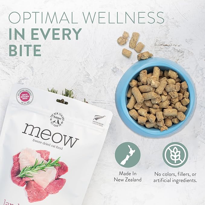 Meow Chicken & King Salmon Freeze Dried Raw Cat Food, Mixer, or Topper, or Treat - High Protein, Natural, Limited Ingredient Recipe 9.9 oz