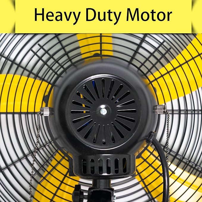 HiCFM 20" Oscillating Wall Mount Fan, 5000 CFM High Velocity Industrial Wall Mounted Heavy Duty Shop Fans with 3 Speed Settings 80° Oscillation for Commercial Garage Warehouse workshops Factory