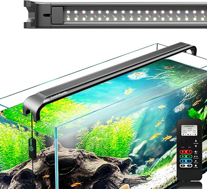 LED Aquarium Light with Remote, IP67 Waterproof Freshwater Planted Grow Light, Full Spectrum Fish Tank Light with Timer, Dimmable RGB+W, Upgrade Appearance, High Performance (18-23inch)