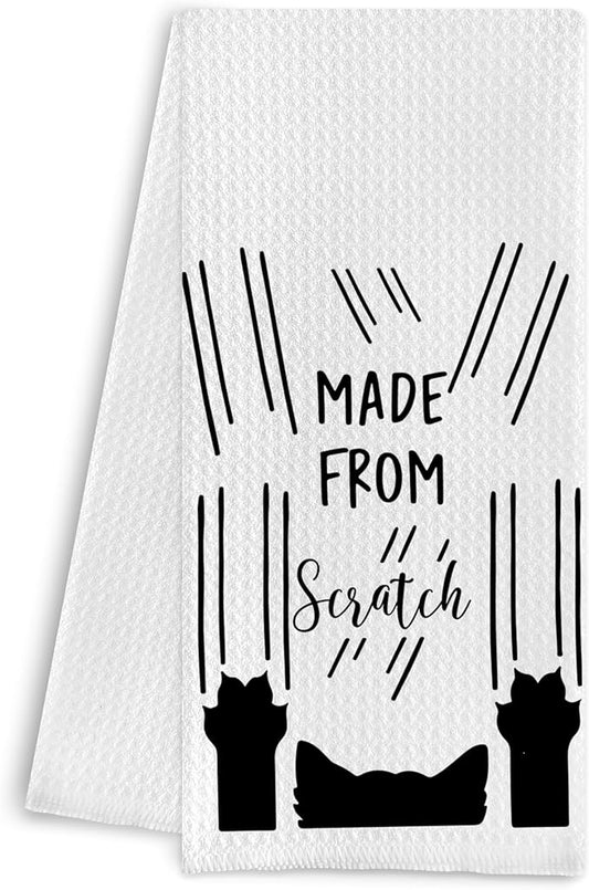 Scratch Made Funny Cat Towels, Black Cat Hand Towels for Bathroom & Kitchen, 16x24 Inch