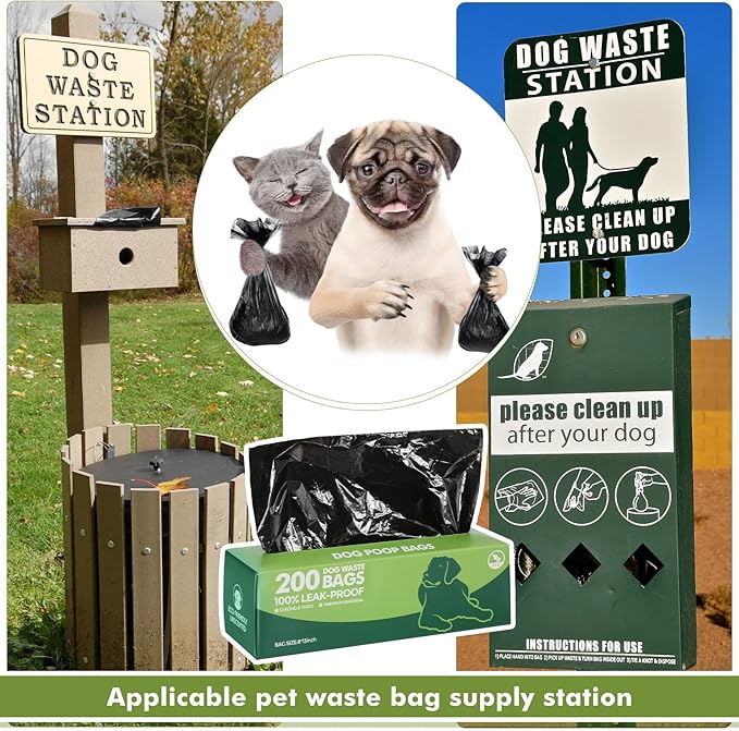 Sherr 20 Boxed Rolls 4000 Counts Dog Poop Bags Bulk Leak Proof Dog Waste Bags Universal Pet Doggy Waste Poop Box for Puppy Pets Outdoor Walking and Travel, 20 Rolls of 200(Black)