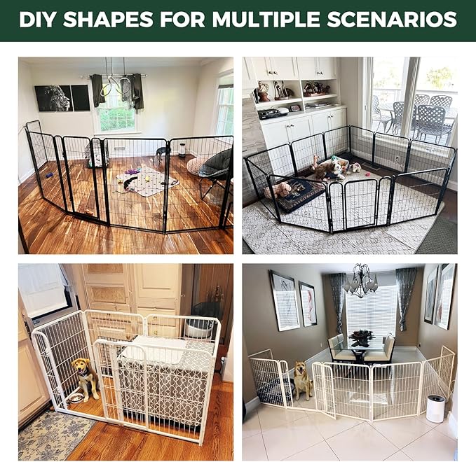 FXW Homeplus Unleashed Indoor Dog Playpen - Stress-Free and Safe Play, Heavy Duty 32 Inch 16 Wire Panels Dog Pen for Small and Medium Dogs, White│Patented