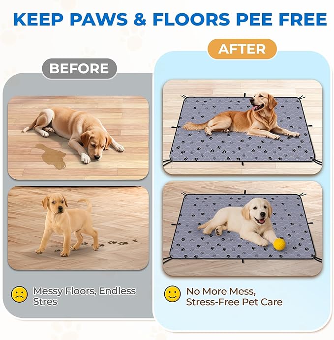 Fostanfly Washable Pee Pads for Dogs, 72"x72"-1 Pack Extra Large Reusable Potty Pads for Floor, Non-Slip Waterproof Pet Playpen Mat for Puppy/Senior Dog Whelping Incontinence