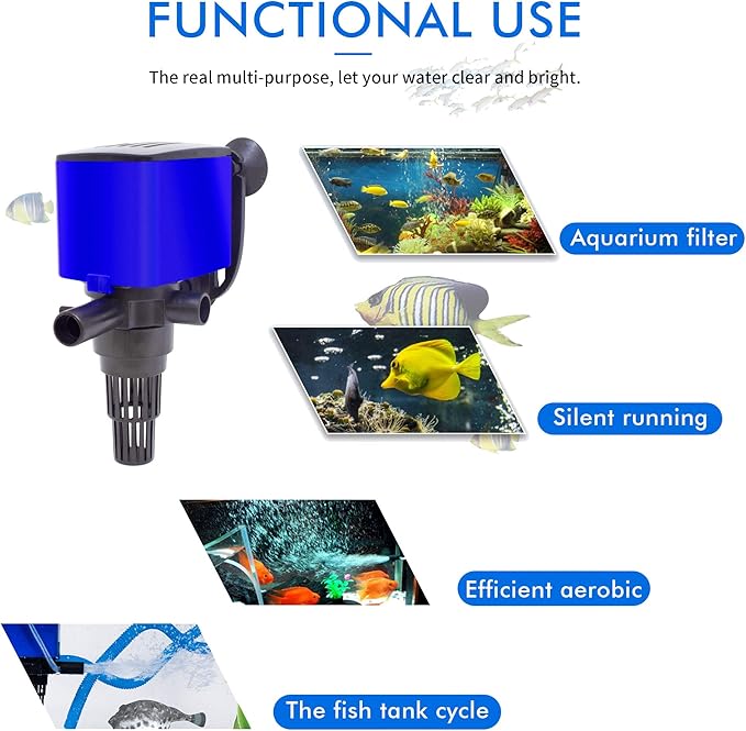 Water Pump 320 GPH Submersible Internal Aquarium Powerhead Water Pump Ultra Quiet for Aquarium,Fish Tank-2 Pack -2 Pack