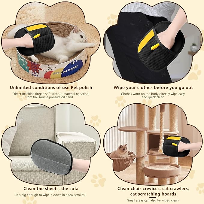 2PCS Pet Hair Removal Glove, 2025 New Upgrade Efficient Grooming Gloves for Pet Hair, Pet Hair Removal Tool for Cats & Dogs, Reusable Cat & Dog Hair Remover for Couch, Furniture, Carpet, Curtain