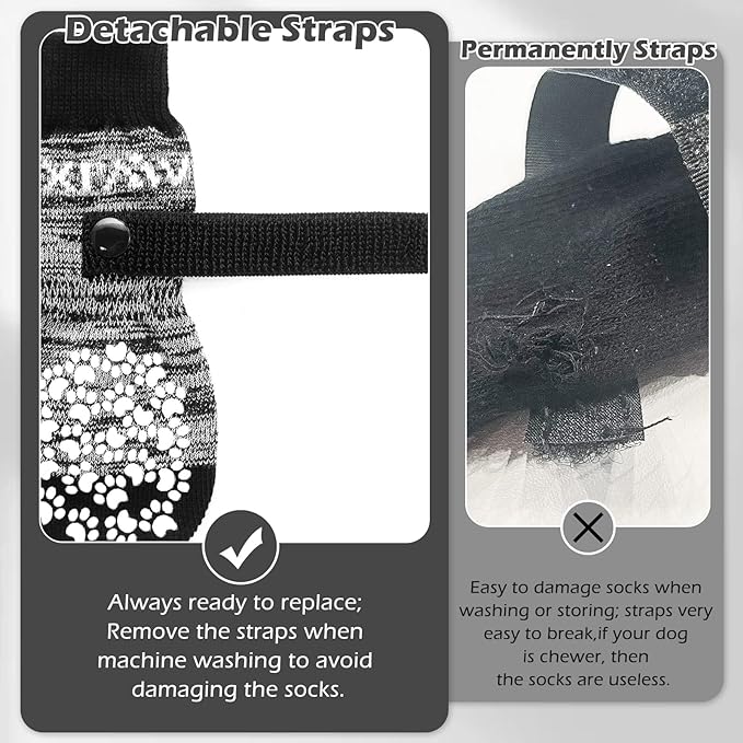 EXPAWLORER Anti Slip Dog Socks to Prevent Licking Paws, Dog Shoes for Hot Pavement, Dog Booties for Small Medium Large Senior Dogs, Traction Control Dog Boots & Paw Protectors for Hardwood Floors