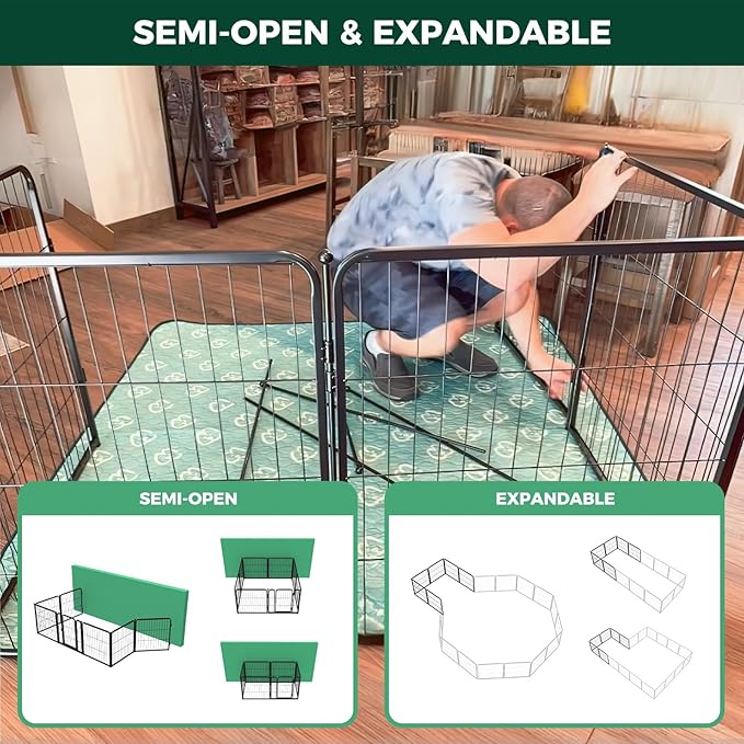 FXW Homeplus Unleashed Indoor Dog Playpen - Stress-Free and Safe Play, Heavy Duty 24 Inch 18 Wire Panels Dog Pen for Puppy and Small Dogs, Black│Patented